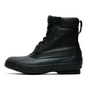 Sorel Cheyanne Black Leather Lace-up Waterproof Duck Boot Size 6.5